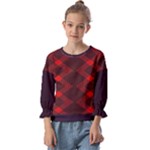 pattern rot schwarz Kids  Cuff Sleeve Top