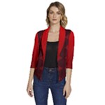 Rot Dunkel Women s Draped Front 3/4 Sleeve Shawl Collar Jacket