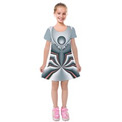 Fractal grau Kids  Short Sleeve Velvet Dress from ArtsNow.com