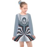 Fractal grau Kids  Long Sleeve Dress