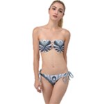 Fractal grau Twist Bandeau Bikini Set