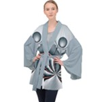 Fractal grau Long Sleeve Velvet Kimono 