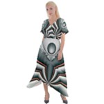 Fractal grau Cross Front Sharkbite Hem Maxi Dress