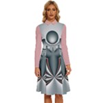 Altrosa fractal Long Sleeve Shirt Collar A-Line Dress