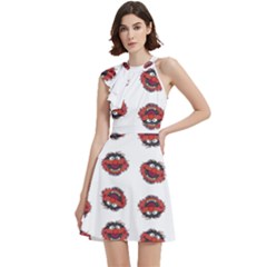 Cocktail Party Halter Sleeveless Dress With Pockets 