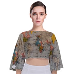 Tie Back Butterfly Sleeve Chiffon Top 