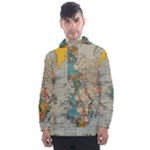 Vintage World Map Men s Front Pocket Pullover Windbreaker