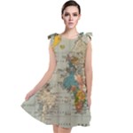 Vintage World Map Tie Up Tunic Dress