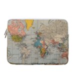 Vintage World Map 13  Vertical Laptop Sleeve Case With Pocket