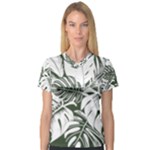 Abstract Art Tropical Leaves V-Neck Sport Mesh T-Shirt