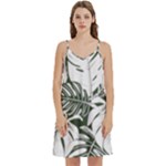 Abstract Art Tropical Leaves Mini Camis Dress With Pockets