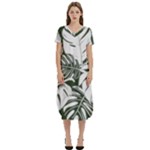 Abstract Art Tropical Leaves T-Shirt Midi Dress With Pockets