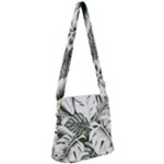 Abstract Art Tropical Leaves Zipper Messenger Bag