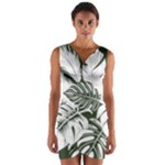 Abstract Art Tropical Leaves Wrap Front Bodycon Dress