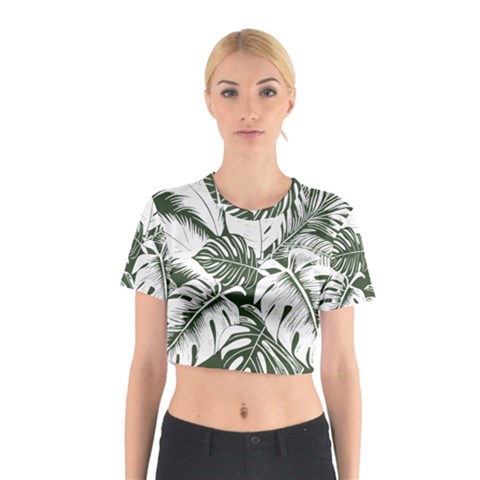 Abstract Art Tropical Leaves Cotton Crop Top from ArtsNow.com