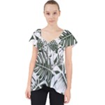 Abstract Art Tropical Leaves Lace Front Dolly Top