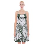 Abstract Art Tropical Leaves Spaghetti Strap Velvet Dress