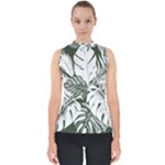 Abstract Art Tropical Leaves Mock Neck Shell Top