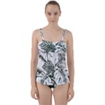 Abstract Art Tropical Leaves Twist Front Tankini Set