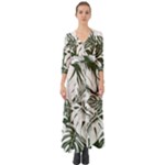 Abstract Art Tropical Leaves Button Up Boho Maxi Dress