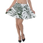 Abstract Art Tropical Leaves Velvet Skater Skirt