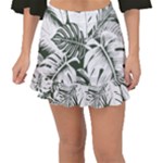 Abstract Art Tropical Leaves Fishtail Mini Chiffon Skirt