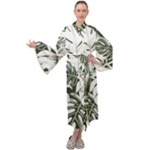 Abstract Art Tropical Leaves Maxi Velvet Kimono