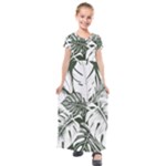 Abstract Art Tropical Leaves Kids  Short Sleeve Maxi Dress