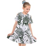 Abstract Art Tropical Leaves Kids  Short Sleeve Shirt Dress