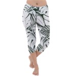 Abstract Art Tropical Leaves Lightweight Velour Capri Yoga Leggings