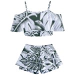 Abstract Art Tropical Leaves Kids  Off Shoulder Skirt Bikini