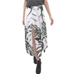 Abstract Art Tropical Leaves Velour Split Maxi Skirt