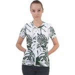 Abstract Art Tropical Leaves Short Sleeve Zip Up Jacket