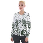 Abstract Art Tropical Leaves Velvet Zip Up Jacket