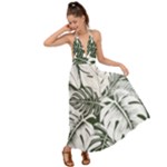 Abstract Art Tropical Leaves Backless Maxi Beach Dress