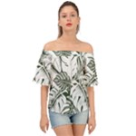 Abstract Art Tropical Leaves Off Shoulder Short Sleeve Top