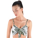 Abstract Art Tropical Leaves Woven Tie Front Bralet