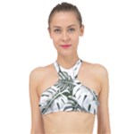 Abstract Art Tropical Leaves High Neck Bikini Top