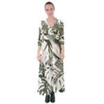 Abstract Art Tropical Leaves Button Up Maxi Dress