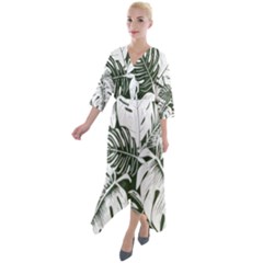 Quarter Sleeve Wrap Front Maxi Dress 