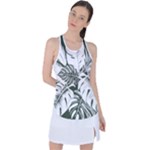 Abstract Art Tropical Leaves Racer Back Mesh Tank Top