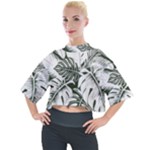 Abstract Art Tropical Leaves Mock Neck T-Shirt