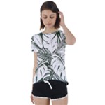 Abstract Art Tropical Leaves Short Sleeve Open Back T-Shirt