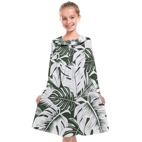 Abstract Art Tropical Leaves Kids  Midi Sailor Dress from ArtsNow.com