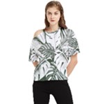 Abstract Art Tropical Leaves One Shoulder Cut Out T-Shirt