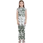 Abstract Art Tropical Leaves Kids  Sleeveless Ruffle Edge Band Collar Chiffon One Piece