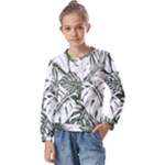 Abstract Art Tropical Leaves Kids  Long Sleeve T-Shirt with Frill 