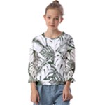 Abstract Art Tropical Leaves Kids  Cuff Sleeve Top