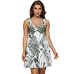 Abstract Art Tropical Leaves Ruffle Strap Babydoll Chiffon Dress