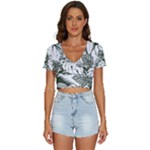 Abstract Art Tropical Leaves V-Neck Crop Top